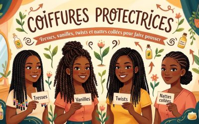 Coiffures protectrices : Tresses, vanilles, twists et nattes collées pour faire pousser